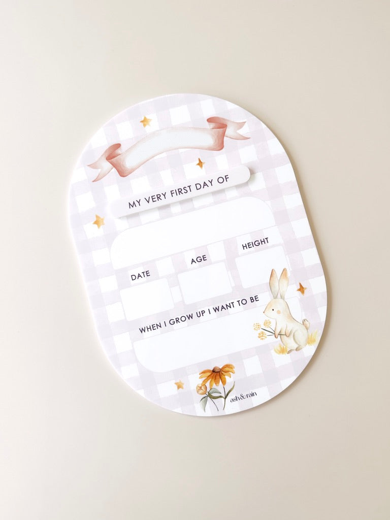Lilac Rabbit First/Last Day Board - Oval