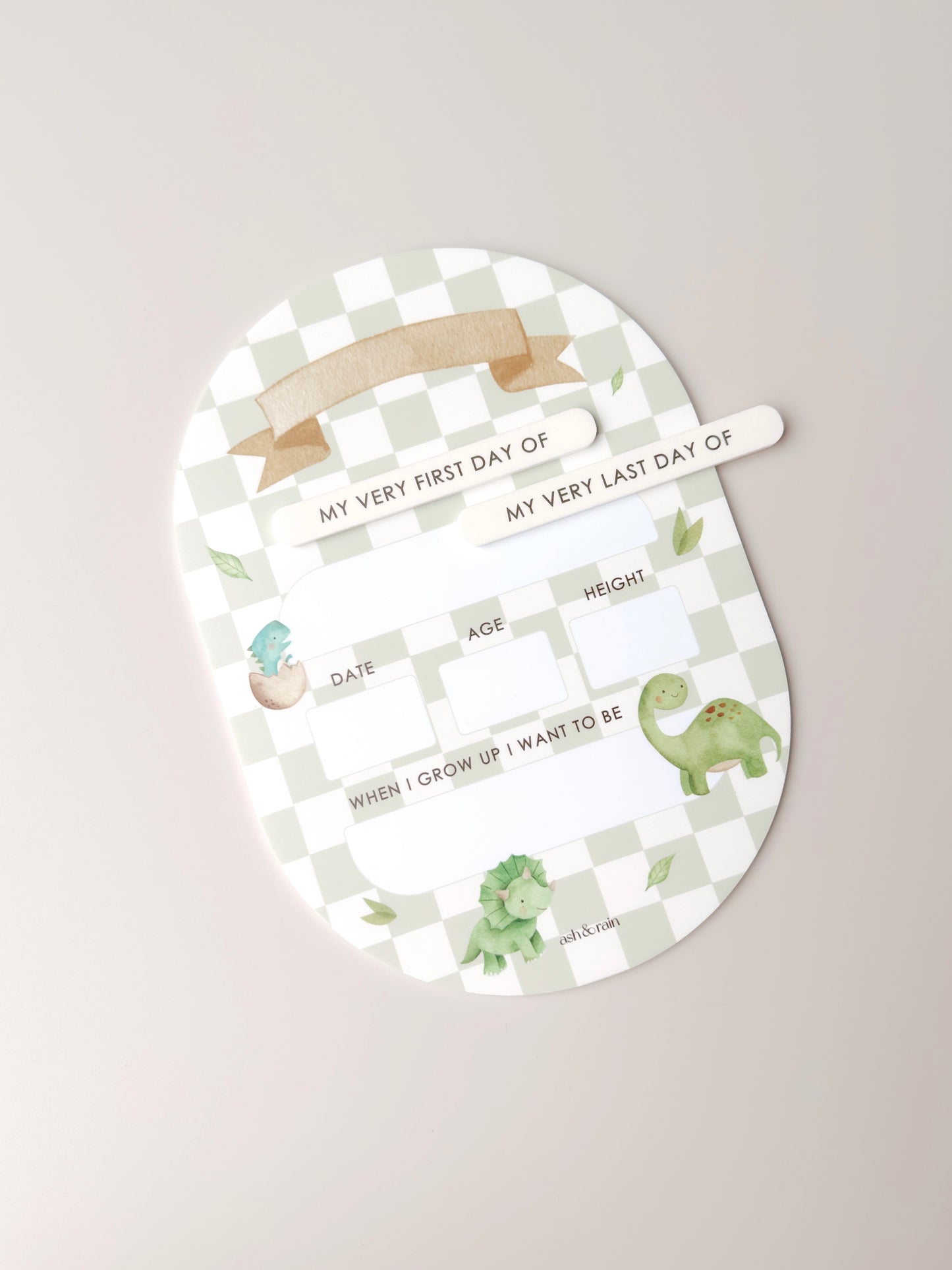 Green Dinosaur First/Last Day Board - Oval