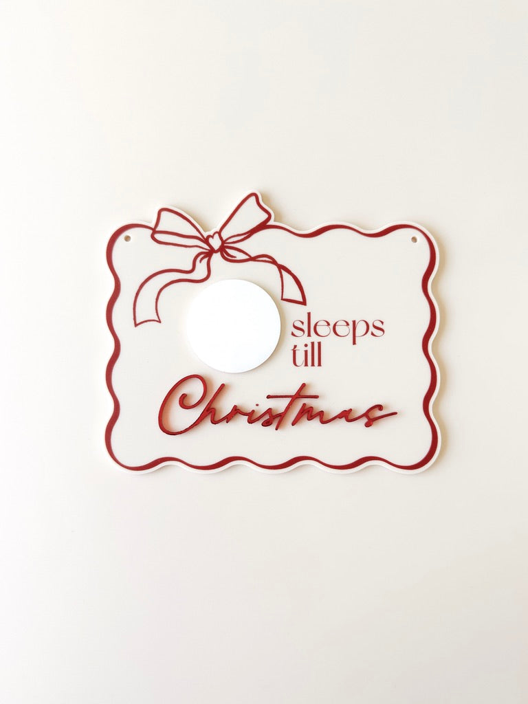 Christmas Countdown Plaque - Wavy Bow