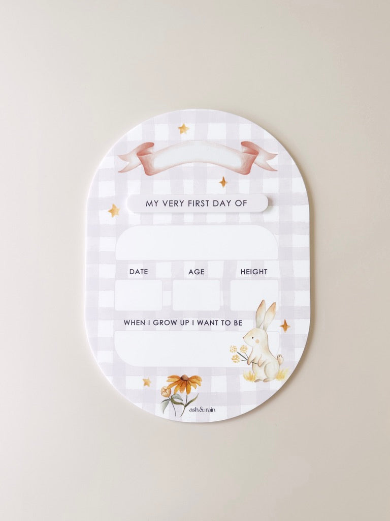 Lilac Rabbit First/Last Day Board - Oval