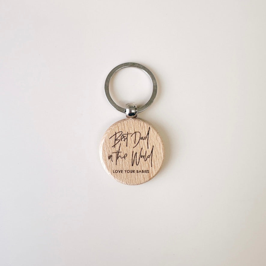 Wooden Dad Keychain - Round