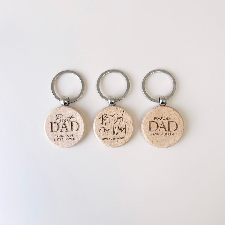 Wooden Dad Keychain - Round