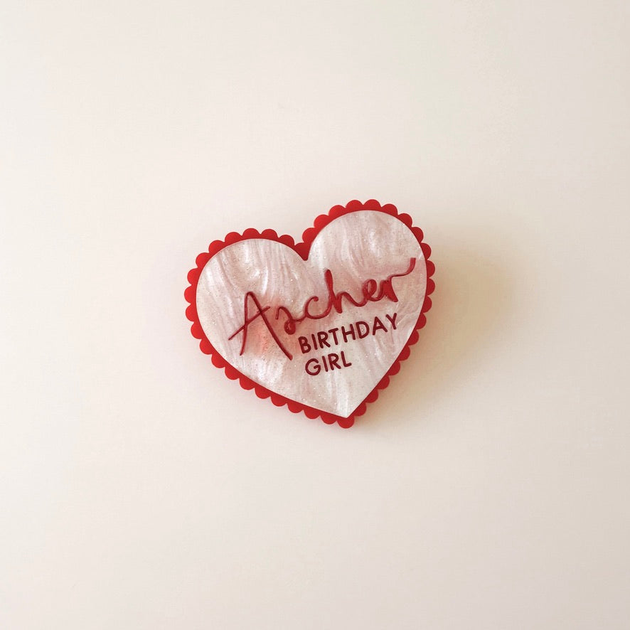 Birthday Badge - Scalloped Heart