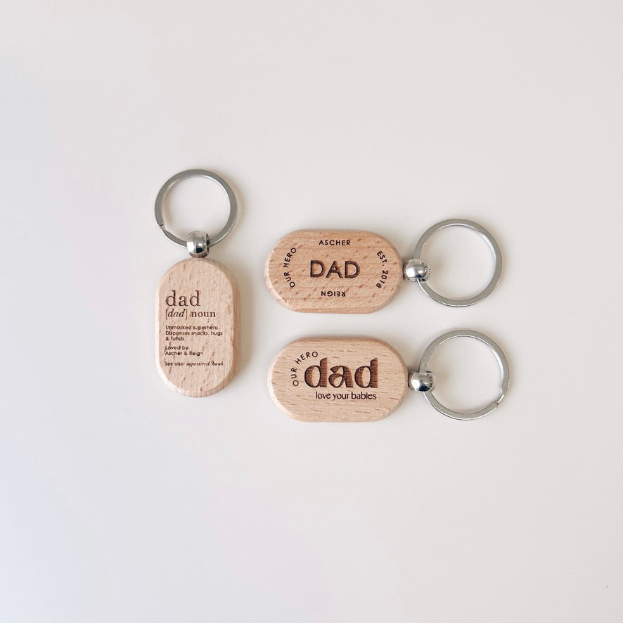 Wooden Dad Keychain - Oval
