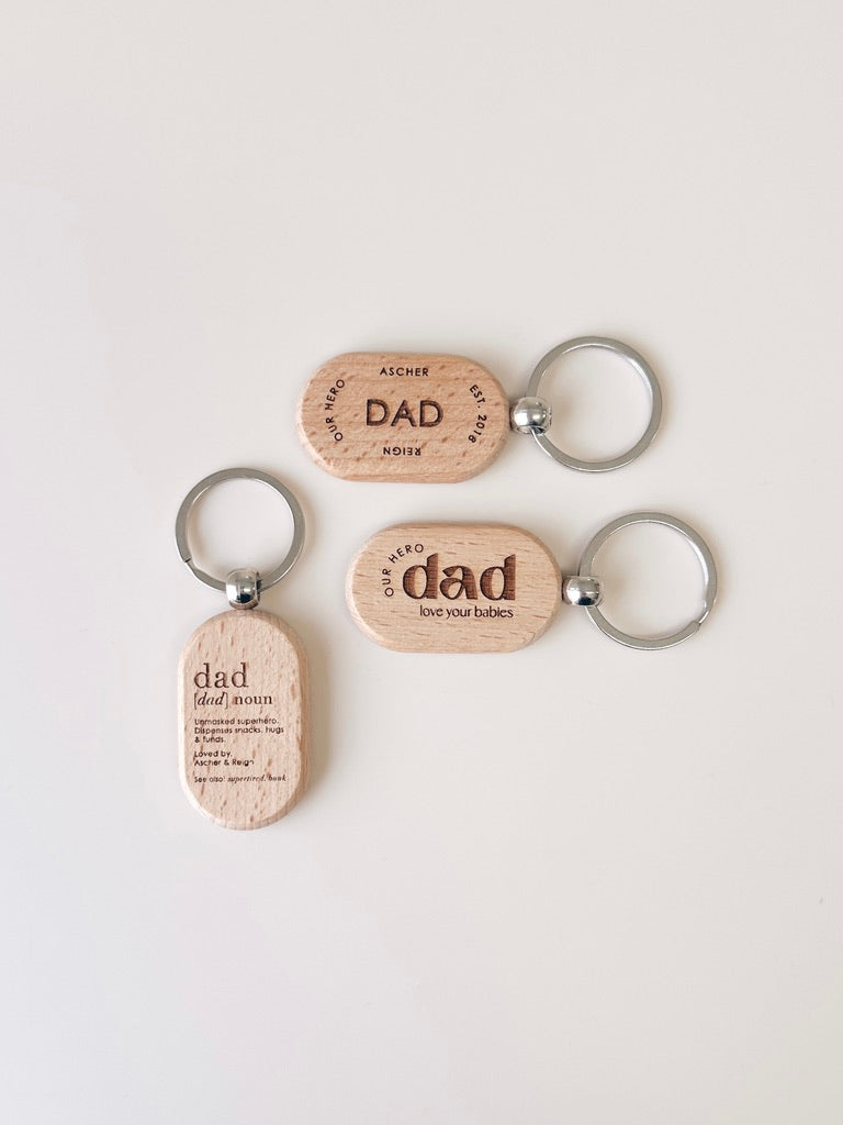 Wooden Dad Keychain - Oval