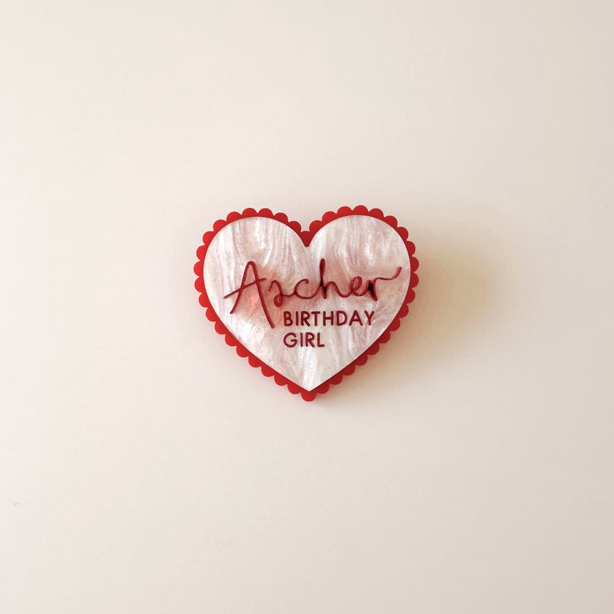 Birthday Badge - Scalloped Heart