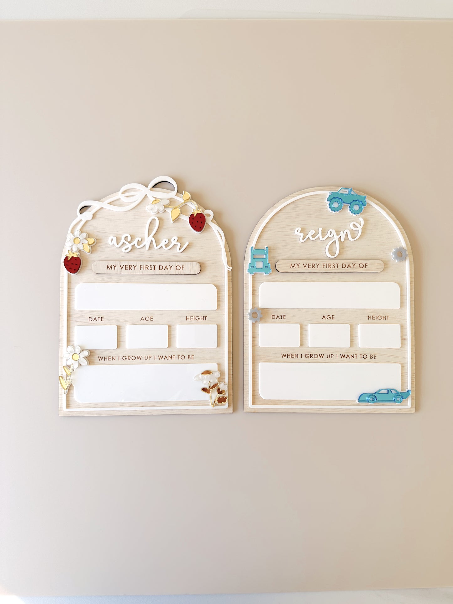 Wooden First/Last Day Board - Trucks & Cars