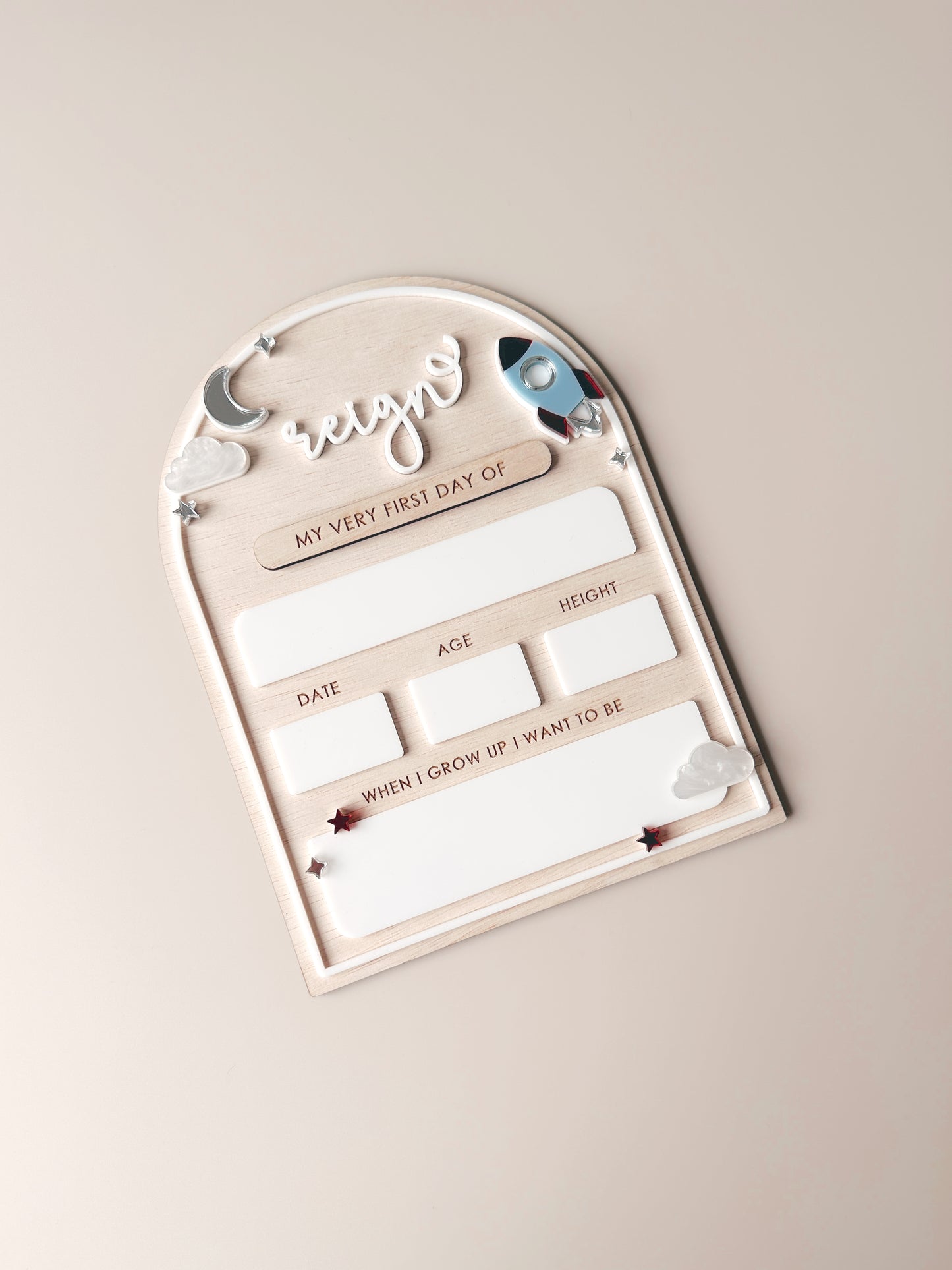 Wooden First/Last Day Board - Rocket