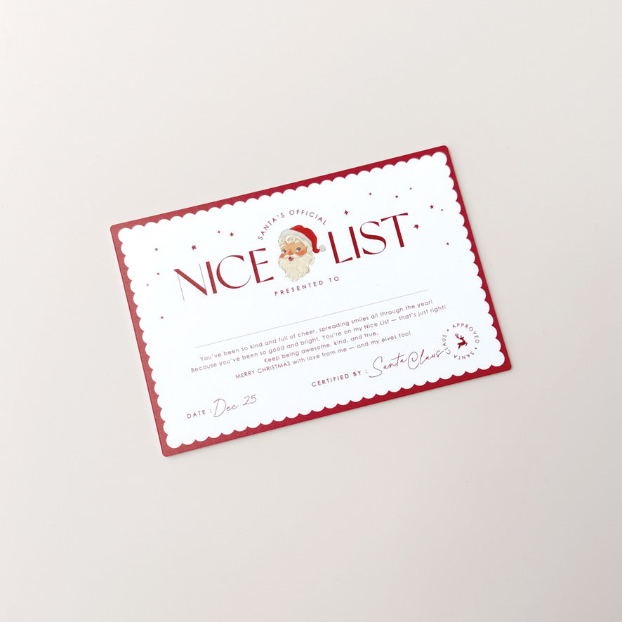 Nice List Certificate - Modern