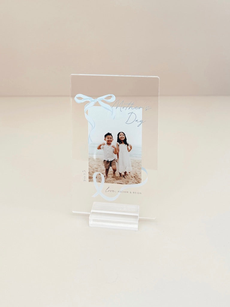 Mini Photo Plaque - Mother's Day - Blue Bow