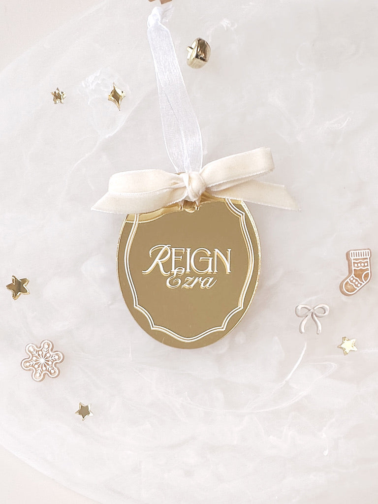 Christmas Ornament - Mirror Oval with Bow