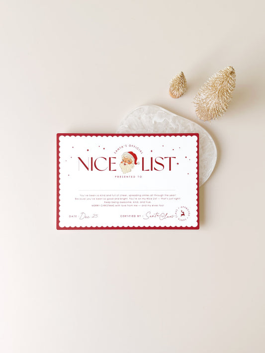 Nice List Certificate - Modern