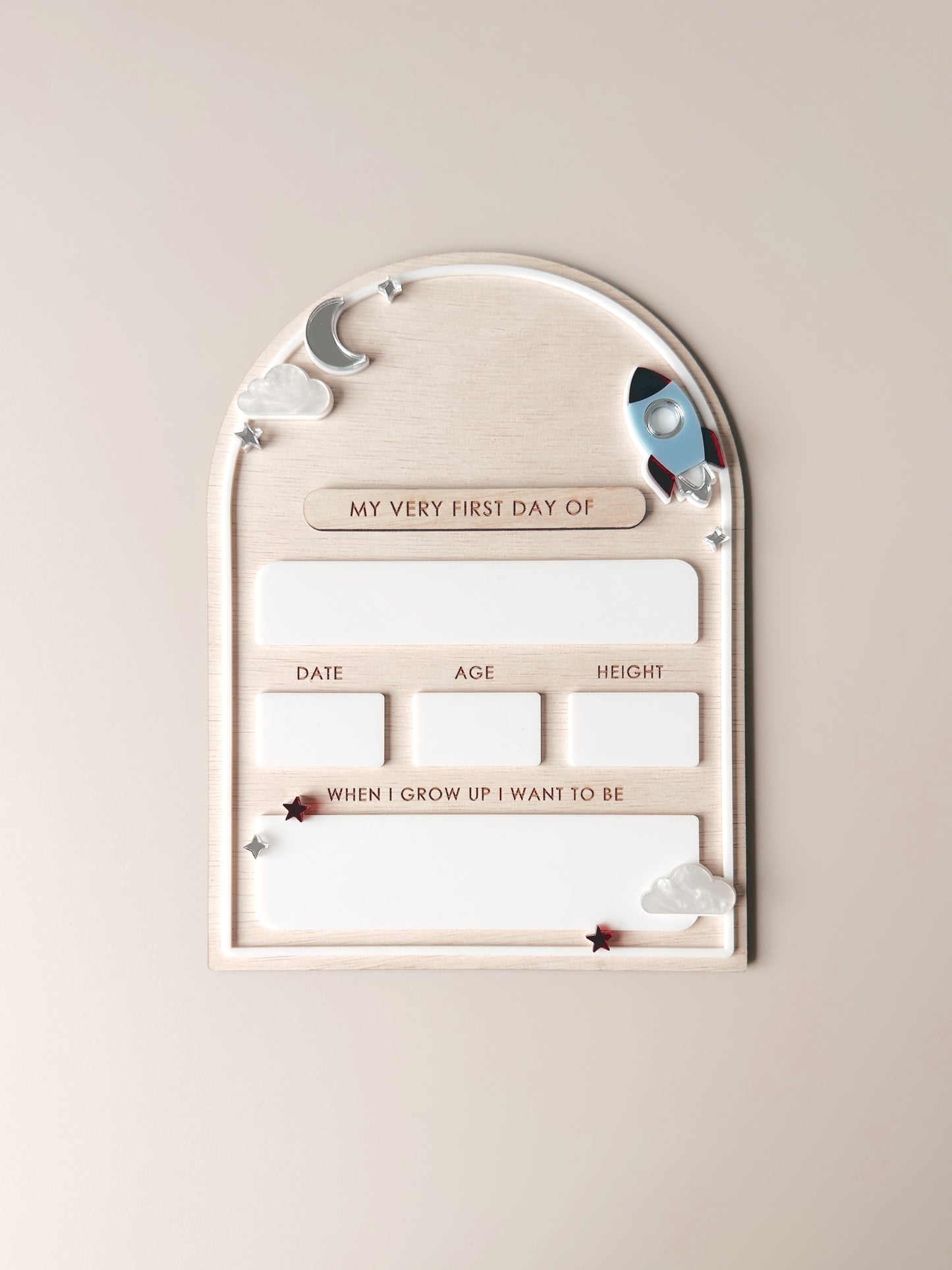 Wooden First/Last Day Board - Rocket