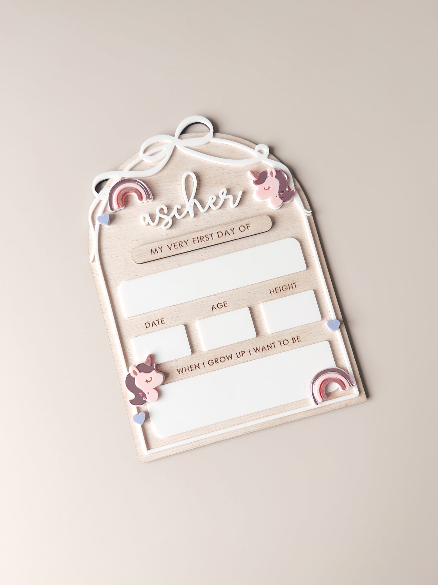 Wooden First/Last Day Board - Rainbows & Unicorns