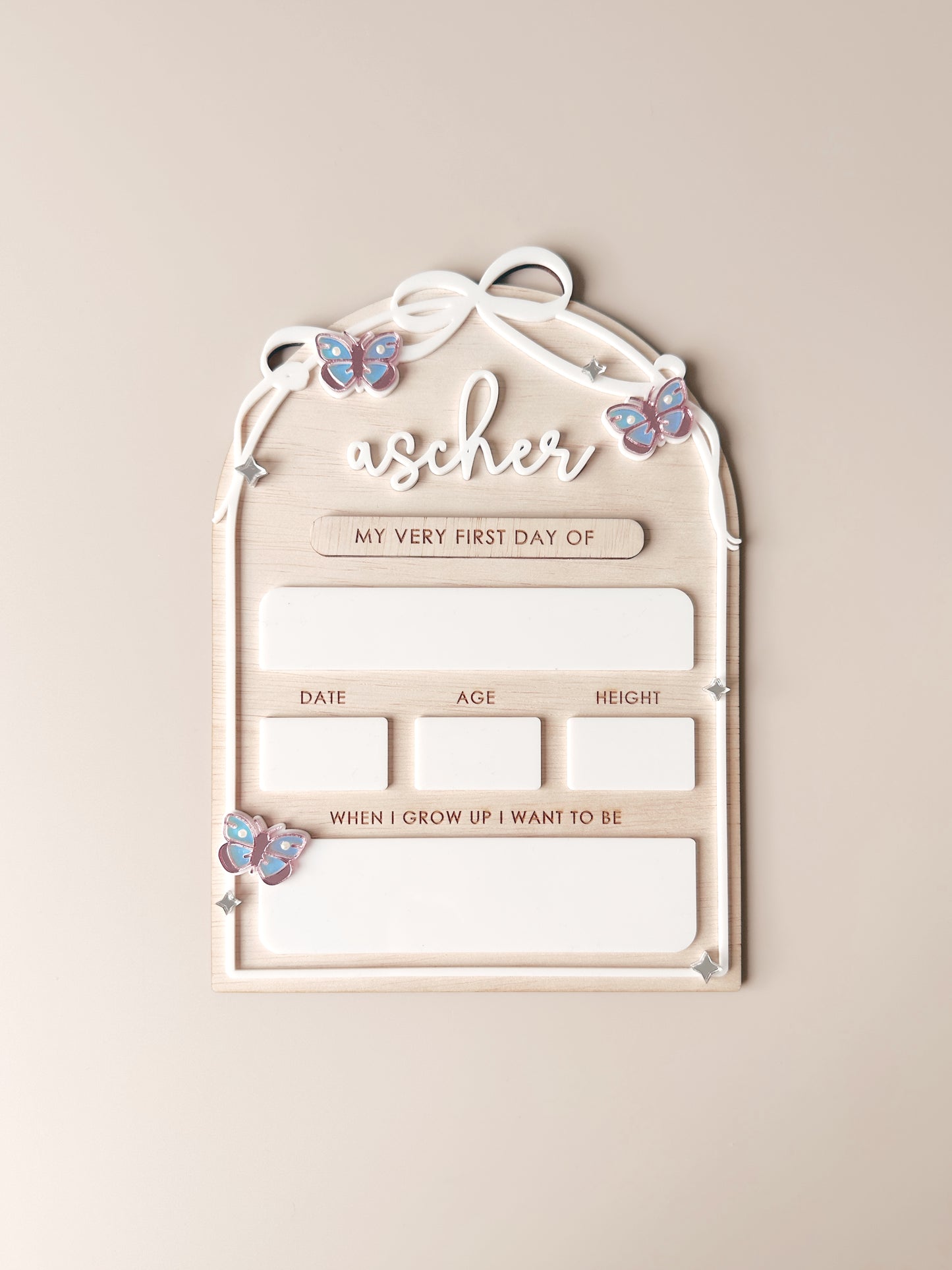 Wooden First/Last Day Board - Butterflies