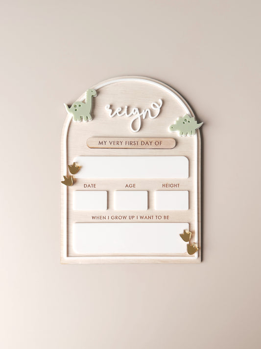 Wooden First/Last Day Board - Dinosaurs