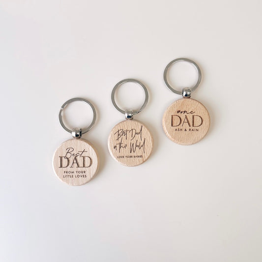 Wooden Dad Keychain - Round