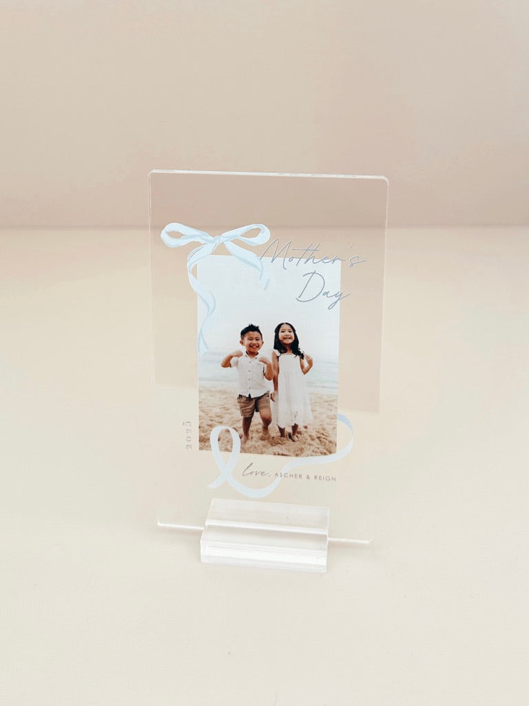Mini Photo Plaque - Mother's Day - Blue Bow