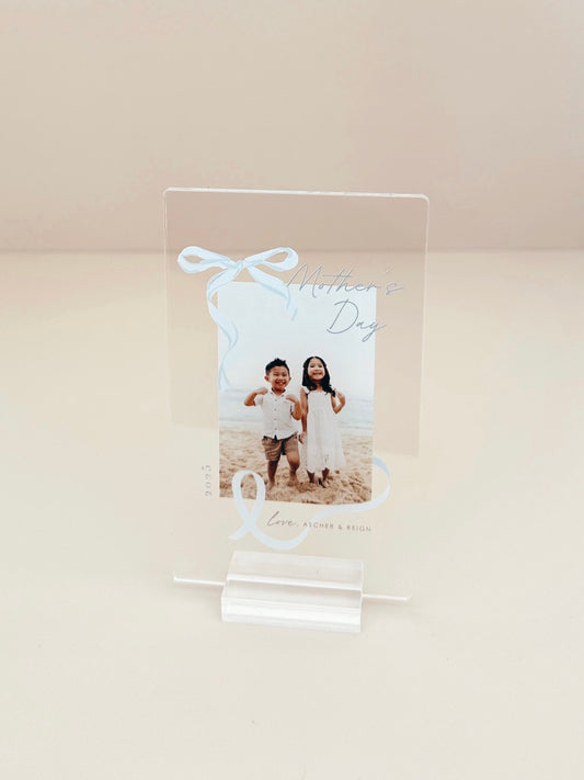 Mini Photo Plaque - Mother's Day - Blue Bow