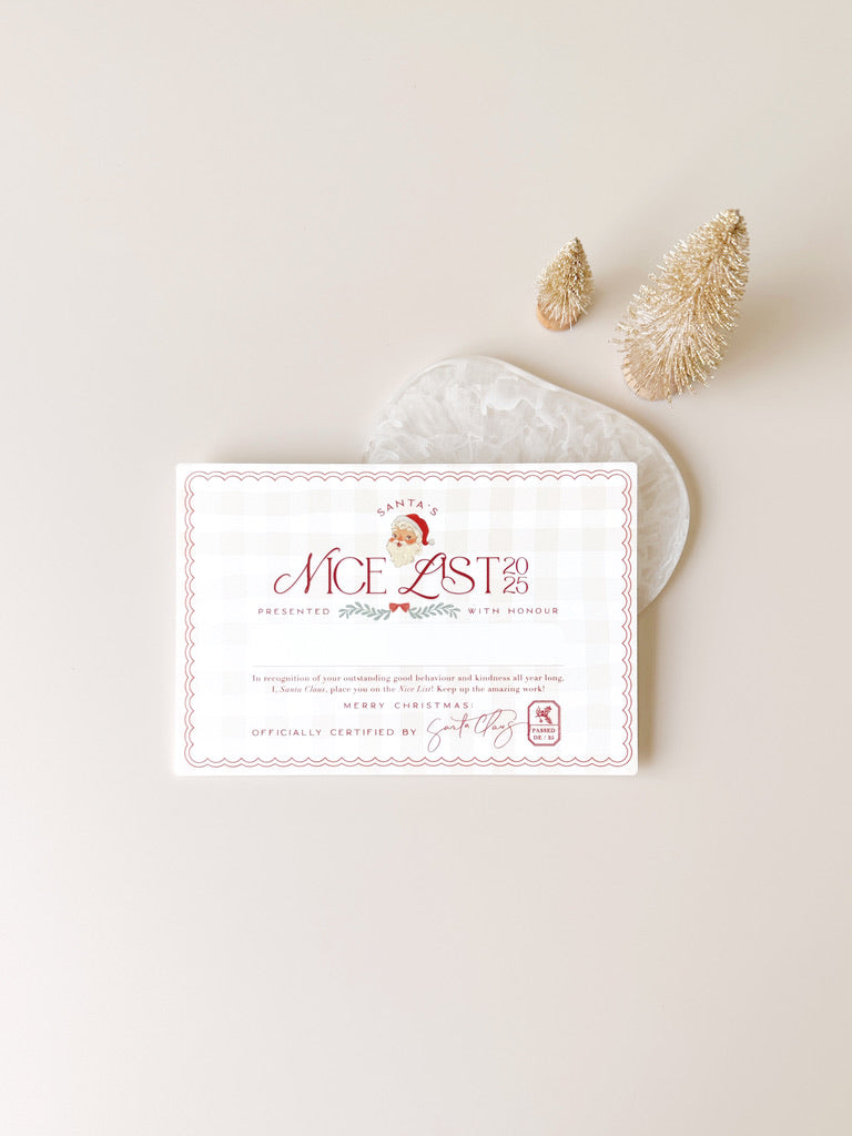 Nice List Certificate - Gingham