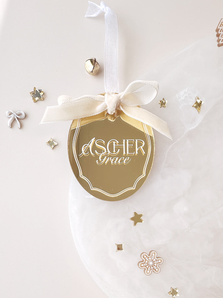 Christmas Ornament - Mirror Oval with Bow