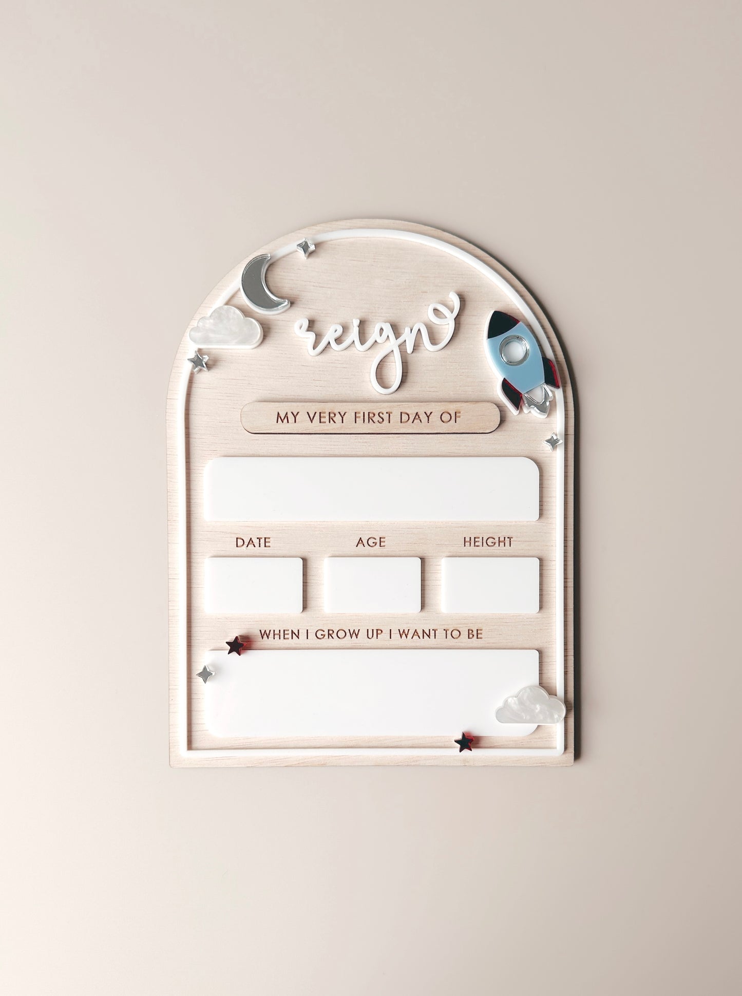 Wooden First/Last Day Board - Rocket