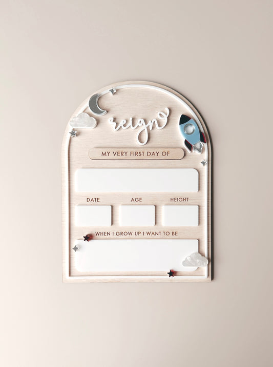 Wooden First/Last Day Board - Rocket