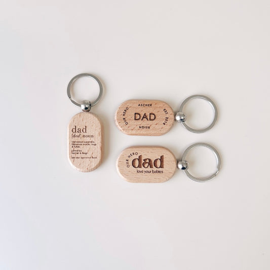 Wooden Dad Keychain - Oval