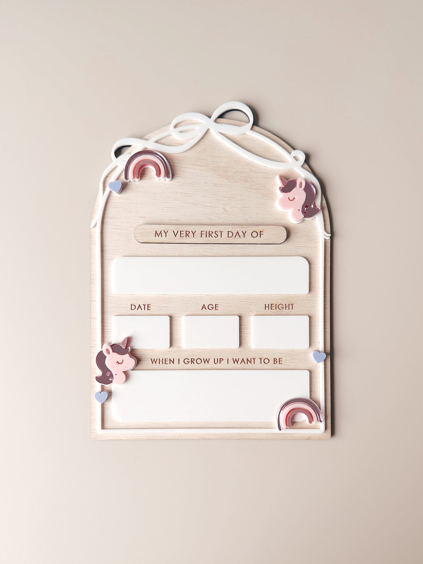 Wooden First/Last Day Board - Rainbows & Unicorns